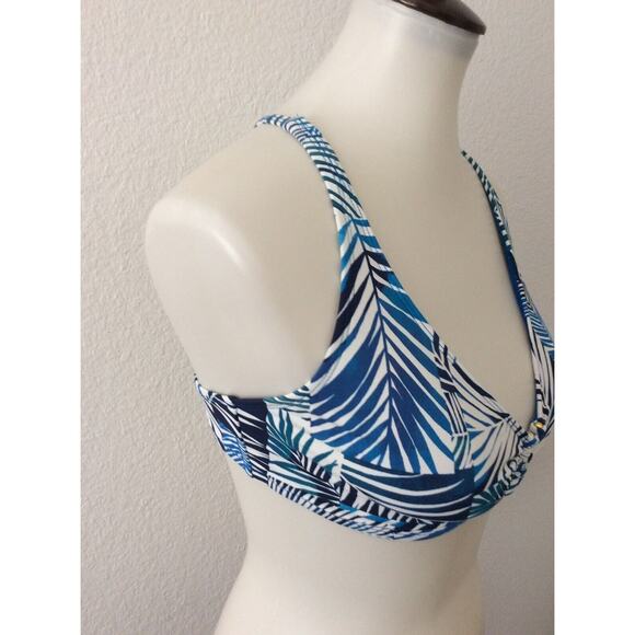 Bleu Rod Beattie Swim Bikini Top X Back Tropical Blue Swimwear - Picture 4 of 8